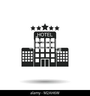 Hotel icon on isolated background. Simple flat pictogram for business, marketing, internet concept. Trendy modern vector symbol for web site design or Stock Vector