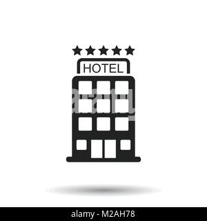 Hotel icon on isolated background. Simple flat pictogram for business, marketing, internet concept. Trendy modern vector symbol for web site design or Stock Vector