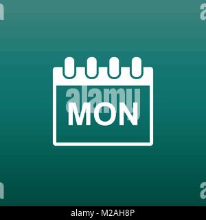 Monday calendar page pictogram icon. Simple flat pictogram for business, marketing, internet concept on green background. Trendy modern vector symbol  Stock Vector