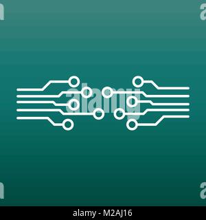 Circuit board icon. Technology scheme symbol flat vector illustration on green background. Stock Vector