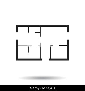 Floorplan simple icon room flat apartment line drawing, floor plan ...