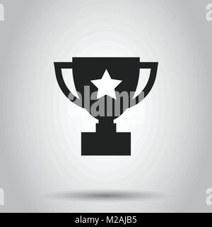 Trophy cup flat vector icon. Simple winner symbol. Black illustration on gray background. Stock Vector