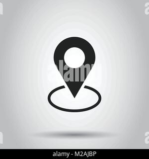 Pin icon vector. Location sign in flat style isolated on gray background. Navigation map, gps concept. Stock Vector