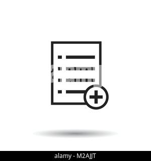 Add list document icon vector flat illustration. Isolated documents symbol. Paper page graphic design pictogram Stock Vector
