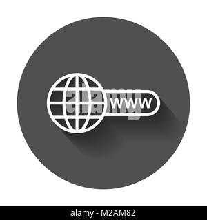 Go to web icon. Internet flat vector illustration for website with long shadow. Stock Vector