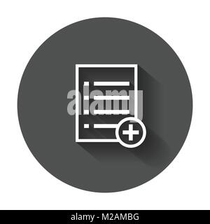 Add list document icon vector flat illustration. Isolated documents symbol with long shadow. Stock Vector