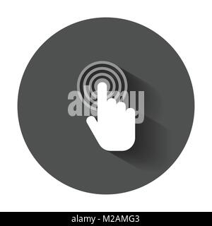 Click hand icon. Cursor finger sign flat vector. Illustration with long shadow. Stock Vector