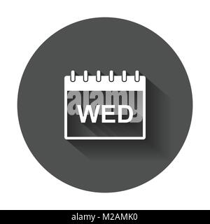 Wednesday calendar page pictogram icon. Simple flat pictogram for business, marketing, internet concept with long shadow. Stock Vector