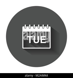 Tuesday calendar page pictogram icon. Simple flat pictogram for business, marketing, internet concept with long shadow. Stock Vector