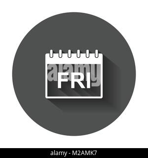 Friday calendar page pictogram icon. Simple flat pictogram for business, marketing, internet concept with long shadow. Stock Vector