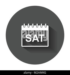 Saturday calendar page pictogram icon. Simple flat pictogram for business, marketing, internet concept with long shadow. Stock Vector