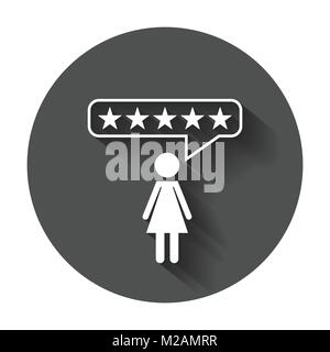 Customer reviews, rating, user feedback concept vector icon. Flat illustration with long shadow. Stock Vector