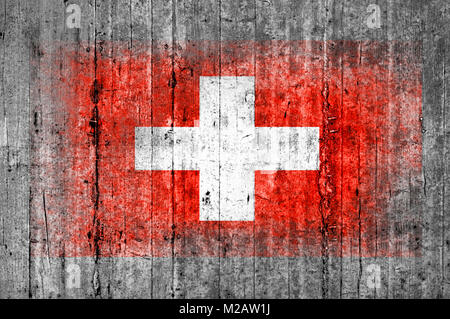 Switzerland flag painted on background texture gray concrete Stock Photo