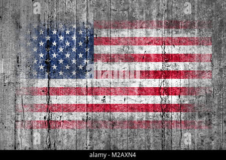 USA flag painted on background texture gray concrete Stock Photo