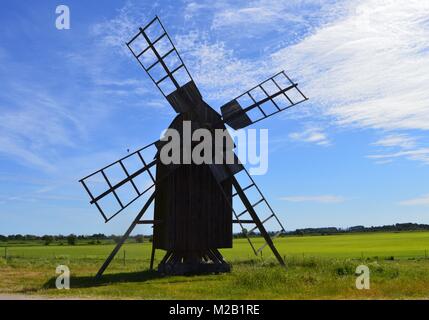 Old Windmill on Island Öeland, Sweden Stock Photo