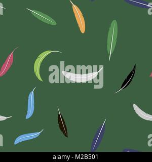 Colorful Random Feather Seamless Pattern Stock Vector