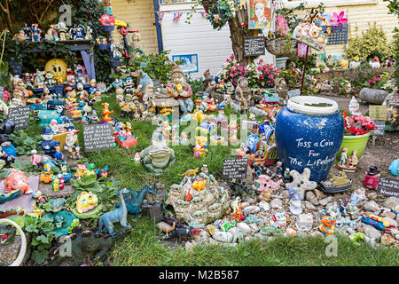 Garden gnomes and figures near Alum Bay, Isle of Wight, UK Stock Photo