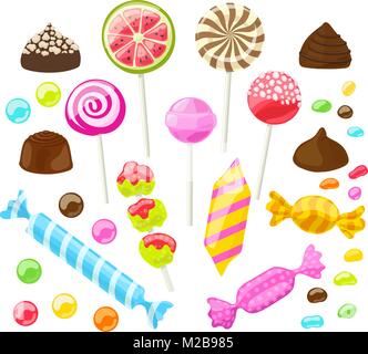 set of assorted candies on white background Stock Vector