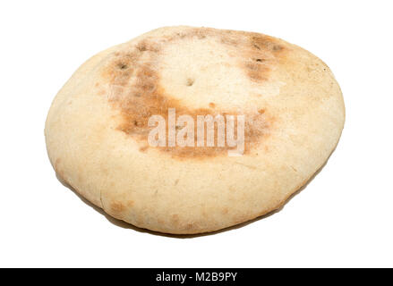 A stottie, or stotty, cake (or oven bottom cake) isolated on a white background, north east England, UK Stock Photo