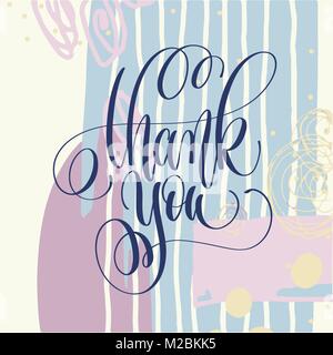thank you hand lettering poster on abstract painting background Stock Vector