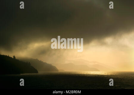 New Zealand, South Island, Picton, Marlborough Sounds, view from ferry boat. Stock Photo