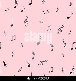 Pink Seamless pattern. Music notes on a pink background. Pink seamless pattern. Stock Vector