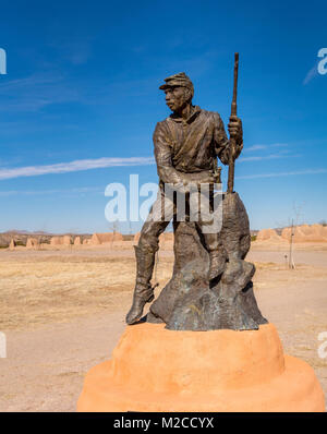 Honoring the 9th Cavalry Buffalo soldiers, The Sentinel statue by Reynaldo Rivera at Fort Selden Historic Site near Las Cruces, New Mexico, USA Stock Photo
