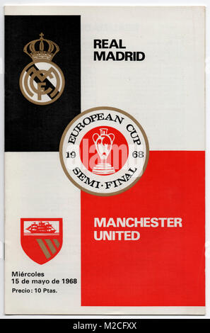 Football Programme: European Cup Semi-Final 1968, Real Madrid v Manchester United. Draw 3-3, manchester united went through 4-3 on aggregrate. Stock Photo