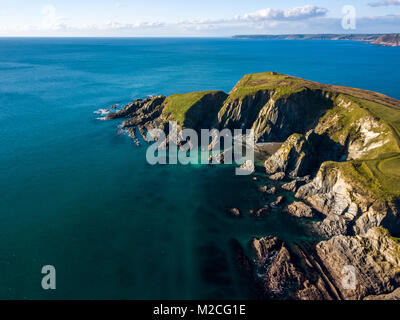 An aerial landscape of Bigbury On Sea in Devon, United Kingdom Stock Photo