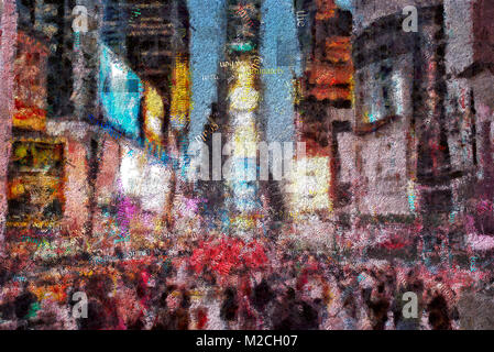 Abstract modern painting with words cloud. Times Square. Stock Photo