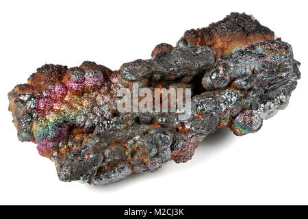 iridescent goethite from Tharsis/ Spain isolated on white background Stock Photo