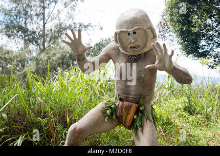 An Asaro Mudman performs at the Mount Hagen Cultural Show in Papua New Guinea Stock Photo