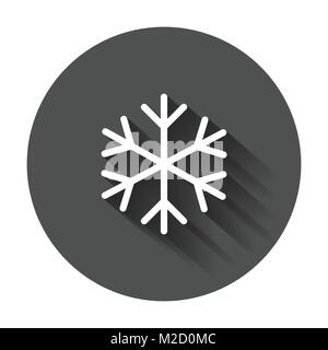 Snowflake icon vector illustration in flat style. Winter symbol for web site design, logo, app, ui with long shadow. Stock Vector