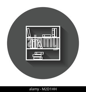 Bookcase furniture icon. Office book vector illustration with long shadow. Stock Vector
