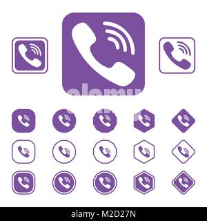 Set of Viber flat icon on a white background isolated vector illustration eps10 Stock Vector