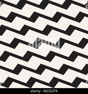 Zigzag lines surface. Jagged stripes seamless pattern. Vector design with triangular waves. Repeated chevrons wallpaper ornament. Stock Vector