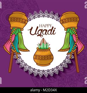 Happy Ugadi Gudi Padwa Hindu New Year Greeting Card 