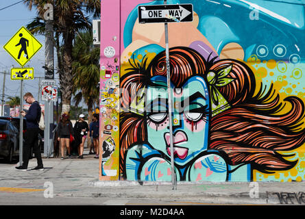 Wynwood Walls graffiti art exhibition installation, Miami, Florida Stock Photo