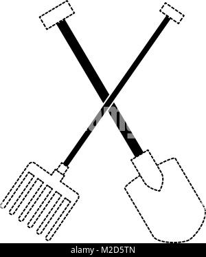 Rake with shovel crossed Stock Vector Art & Illustration, Vector Image ...