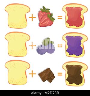 How Make Toast Ingredients for Classic Tasty American Fast Food Stock Vector