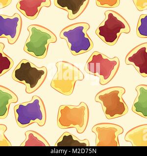 bread slice toast with jam - seamless pattern Stock Vector