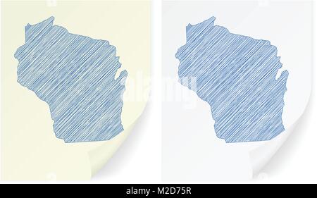 Wisconsin scribble map on a white background. Stock Vector