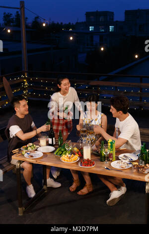 The young people have a picnic Stock Photo