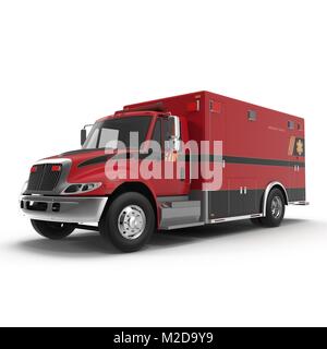 Emergency ambulance car isolated on white. 3D Illustration Stock Photo