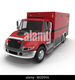 Emergency ambulance car isolated on white. 3D Illustration Stock Photo