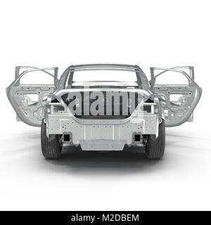 Car Without Rear Back view Car Frame without Chassis on white. 3D illustration Stock ...