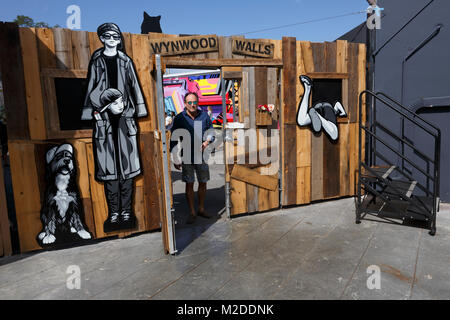 Wynwood Walls graffiti art exhibition installation, Miami, Florida Stock Photo