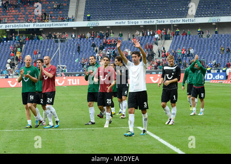 1 Fussballbundesliga - 4. Spieltag: Hannover 96 spielt 1:1 gegen den 1. FSV Mainz 05  in der AWD Arena in Hannover am 28.08.2011 Stock Photo
