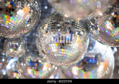 Disco balls on ceiling Stock Photo
