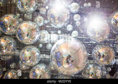 Low angle view of disco balls on ceiling Stock Photo